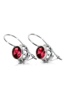 Sterling silver 925 Ruby Earrings Vintage Jewlery vec117s